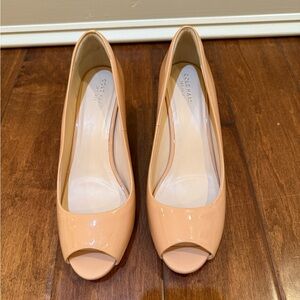 Cole Haan Tan Peep Toe Heels